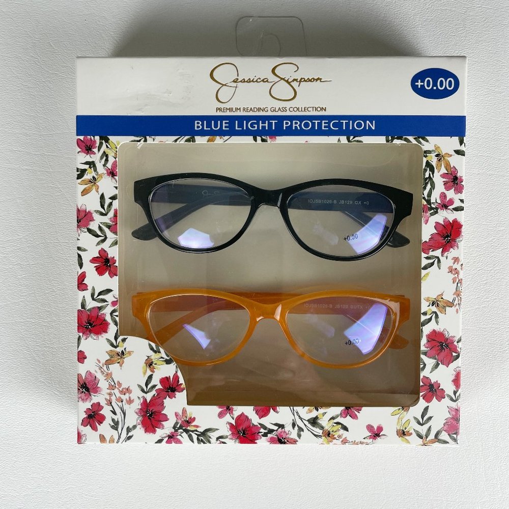 Jessica Simpson +0.00 Blue Light Reading Glasses Orange Black